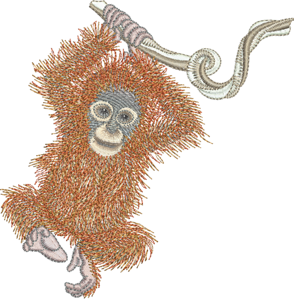 Orangutan Baby Ape Embroidery Motif - 02 - Zoo Babies by Sue Box -