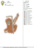 Orangutan Baby Ape Embroidery Motif - 03 - Zoo Babies by Sue Box