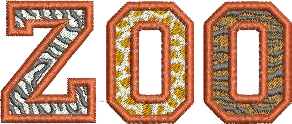 Zoo Babies Embroidery Font design by Sue Box