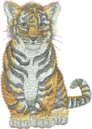 Tiger Sit - Cat embroidery Motif - 15 - Zoo Babies by Sue Box